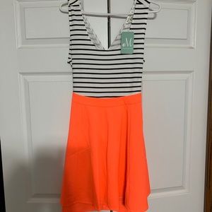 Stripe and Neon Coral